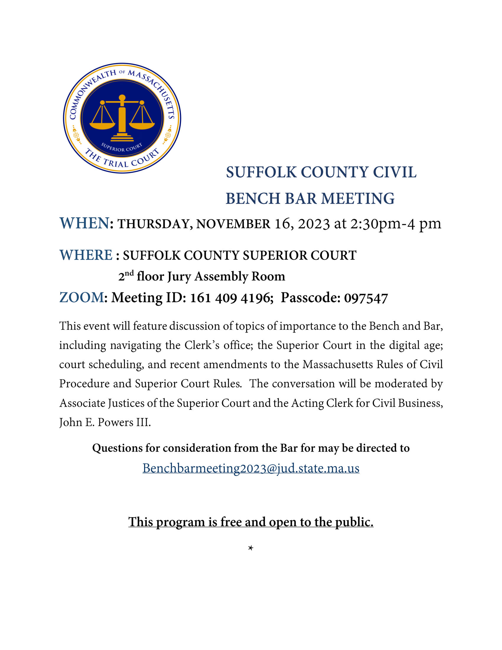 Suffolk County Bench Bar Meeting